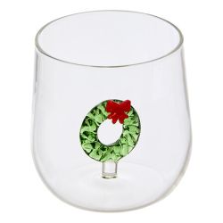 Gobelet en verre de Noël Nelya 40cl - Gingerman OU Sapin OU Sucre d'orge OU Couronne de Noël