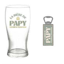 Coffret Bière - La Bière de Papy - Verre + Décapsuleur