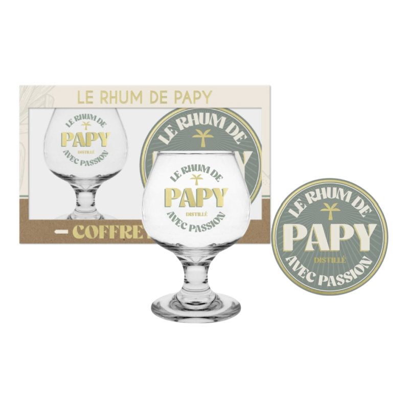 Coffret Rhum - Le Rhum de Papy - Verre & Dessous de verre