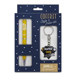 Coffret Stylo & Porte-clés - Super Papy