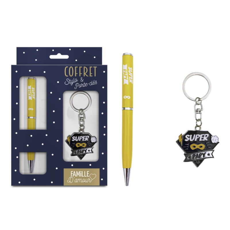 Coffret Stylo & Porte-clés - Super Papy