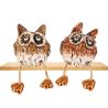 HIBOU ARCHIE JAMBES PENDANTES MARRON OU ROUX CÉRAMIQUE 6X6X6CM - DEKORATIEF