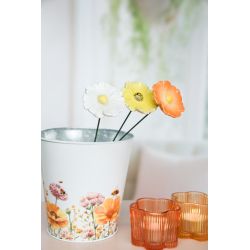 PIQUE AVEC FLEUR JAUNE OU ORANGE OU BLANC  CÉRAMIQUE 6X6X2CM - DEKORATIEF