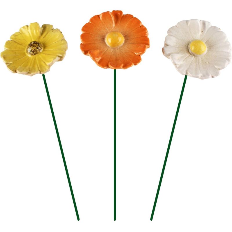 PIQUE AVEC FLEUR JAUNE OU ORANGE OU BLANC  CÉRAMIQUE 6X6X2CM - DEKORATIEF