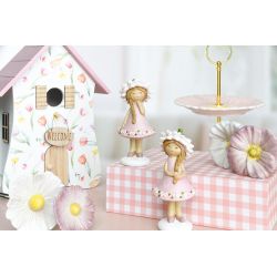 PIQUE AVEC FLEUR ROSE OU BLANC CERAMIQUE 7X7X3 - DECORATIEF