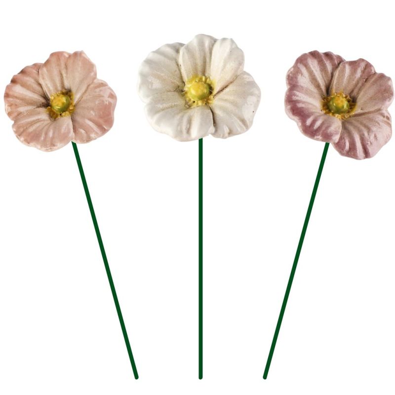 PIQUE AVEC FLEUR ROSE OU BLANC OU VIOLET CERAMIQUE 8X8X4CM - DEKORATIEF