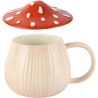 MUG AVEC COUVERCLE CHAMPIGNON BLANC ROUGE CÉRAMIQUE 15X15X12CM - DEKORATIEF