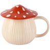 MUG AVEC COUVERCLE CHAMPIGNON BLANC ROUGE CÉRAMIQUE 15X15X12CM - DEKORATIEF