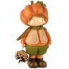 GARCON DECO AVEC BONNET CITROUILLE ORANGE/VERT RESINE 11X9X18CM - DEKORATIEF