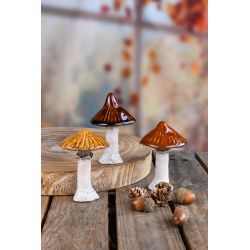 CHAMPIGNON MARRON CLAIR OU MARRON FONCE OU ROUX CERAMIQUE 7X7X10CM - DEKORATIEF