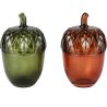 RECIPIENT GLAND VERT OU ORANGE VERRE 7X7X12CM - DEKORATIEF