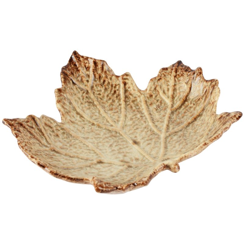 COUPE UE 20X18X5CM - DEKORATIEFFEUILLE MARRON/BLANC CERAMIQ