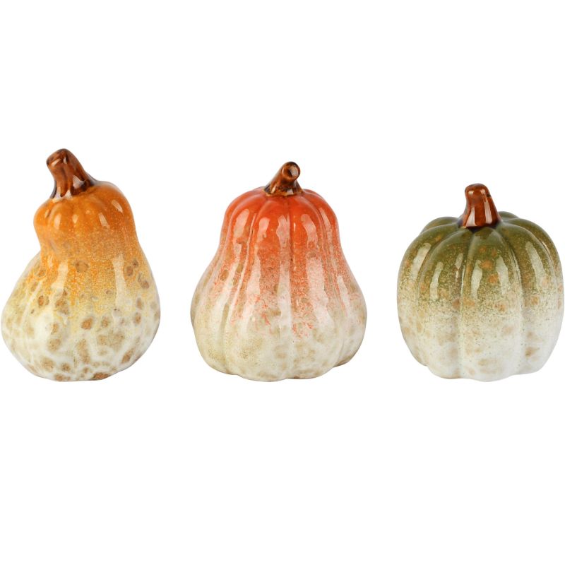 CITROUILLE DECO VERT OU ORANGE OU ROUX CERAMIQUE 7X7X8CM - DEKORATIEF