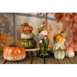 CITROUILLE DECO VERT OU ORANGE OU ROUX CERAMIQUE 7X7X8CM - DEKORATIEF