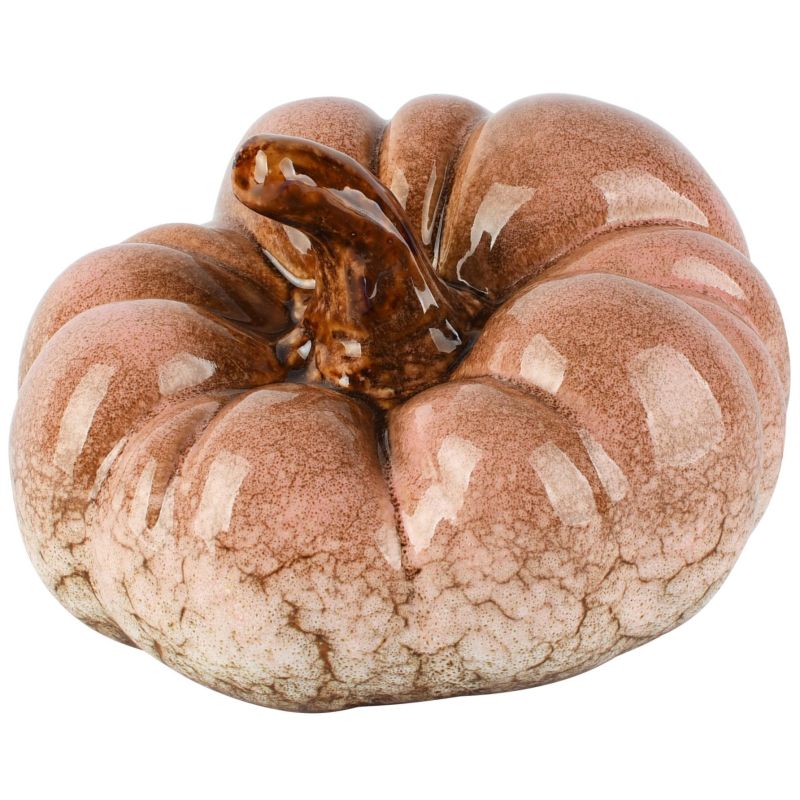 CITROUILLE DECO ROSE PORCELAINE 13X13X8 CM - DEKORATIEF