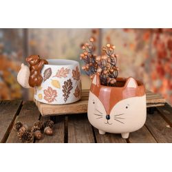 POT DE FLEURS RENARD CIMENT 13X13X21CM - DEKORATIEF