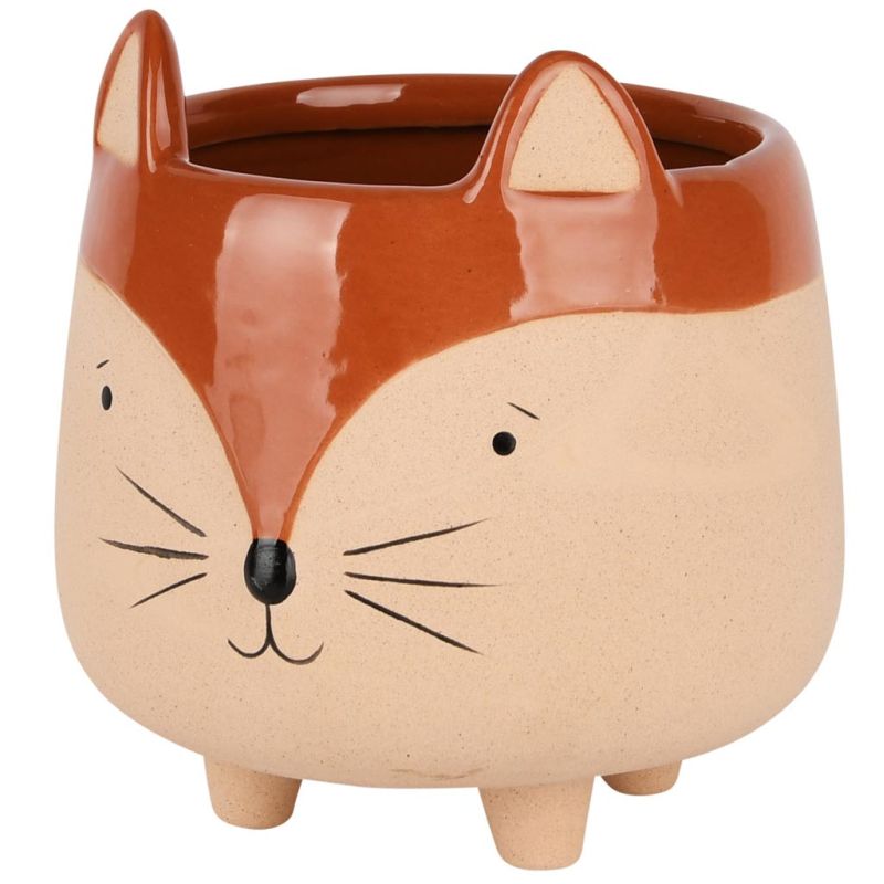 POT DE FLEURS RENARD CIMENT 13X13X21CM - DEKORATIEF