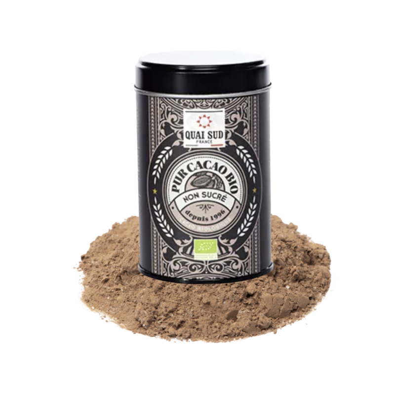 CACAO EN POUDRE - PUR CACAO NATURE - BOÎTE POP 175G - QUAI SUD