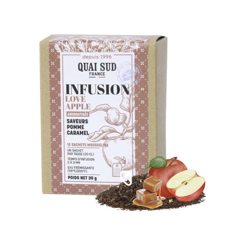 INFUSION LOVE APPLE - POMME CARAMEL - BTE 15 INFUSETTES - QUAI SUD
