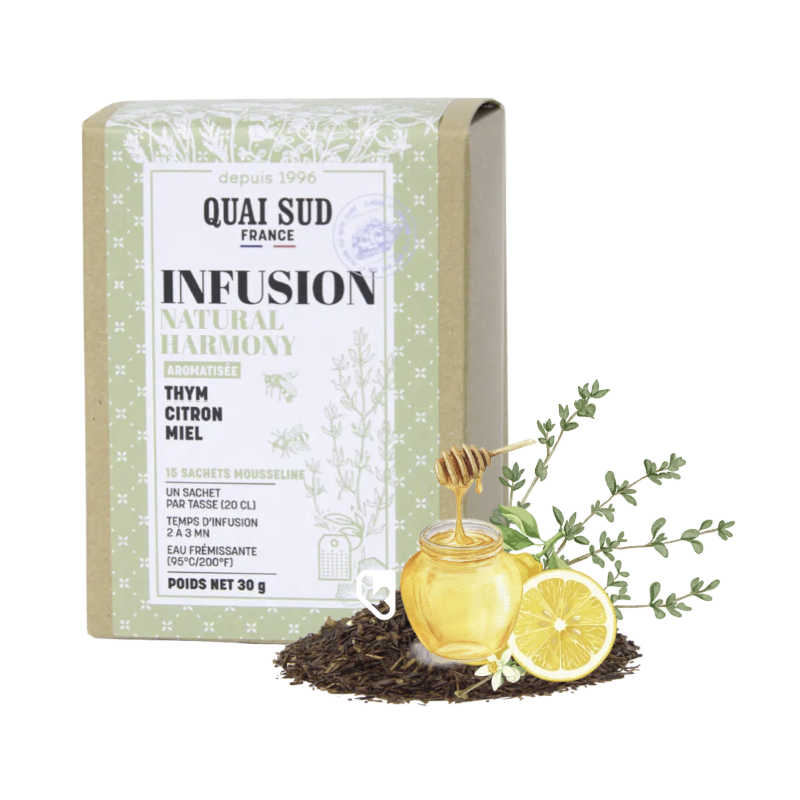 INFUSION NATURAL HARMONY - THYM CITRON MIEL - BTE 15 INFUSETTES - QUAI SUD