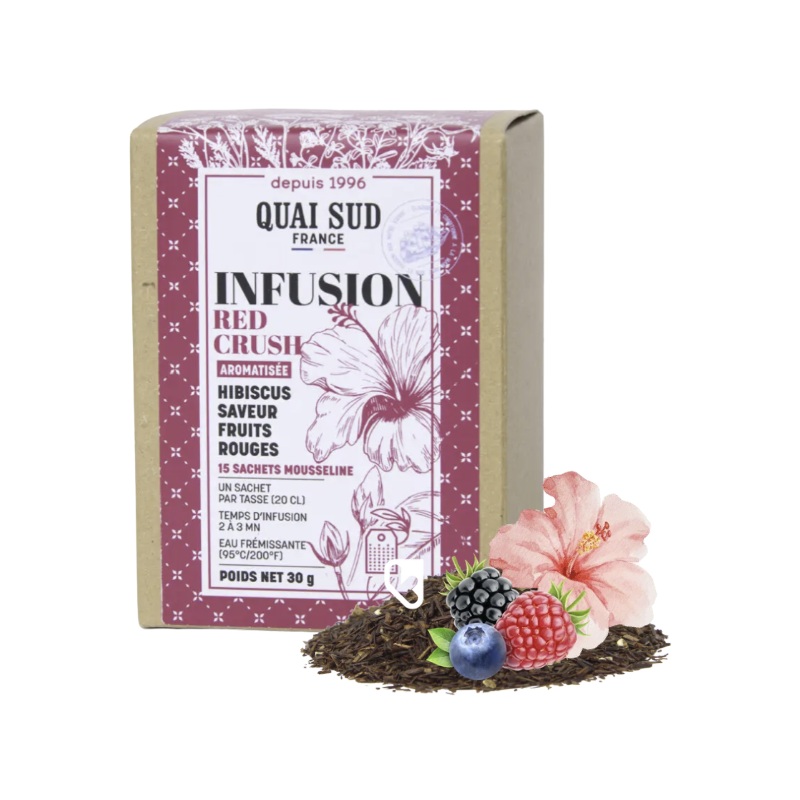 INFUSION RED CRUSH- HIBISCUS FRUITS ROUGES - BTE 15 INFUSETTES - QUAI SUD
