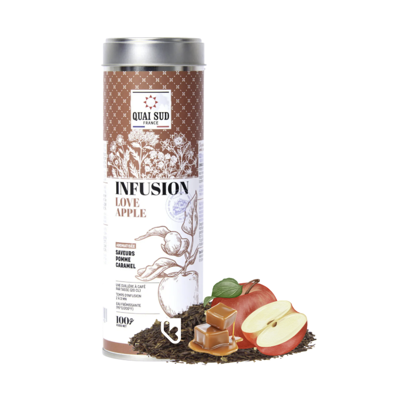 INFUSION LOVE APPLE - POMME CARAMEL  - BOÎTE RONDE 100G - QUAI SUD