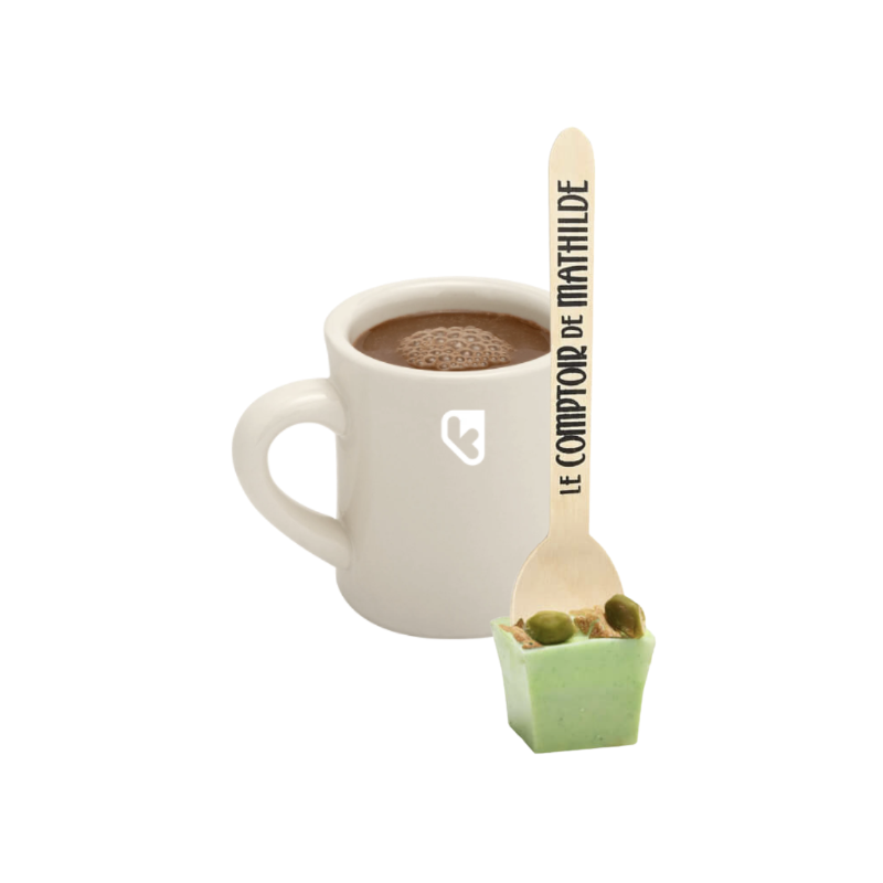 CUILLERE CHOCOLAT CHAUD - PISTACHE FEUILLETINE DUBAÏ STYLE - 30G - LE COMPTOIR DE MATHILDE