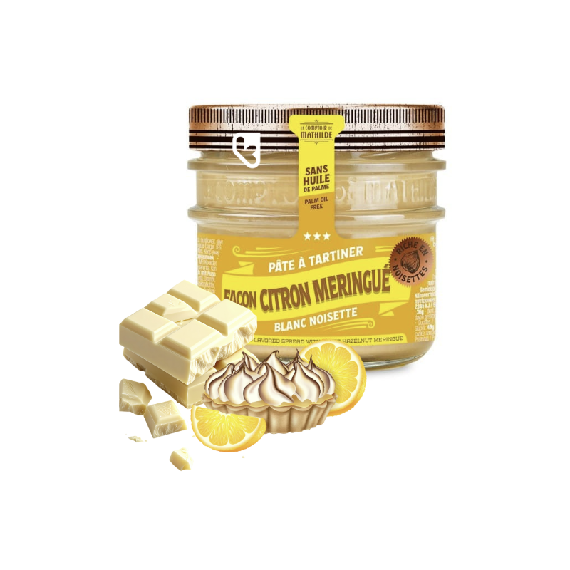 Pâte à tartiner au chocolat blanc façon "Citron meringué" - 250g - LE COMPTOIR DE MATHILDE
