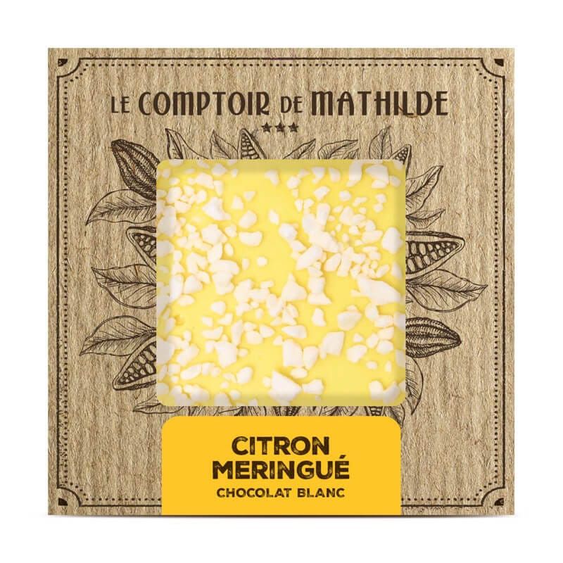 Tablette de chocolat blanc façon "Citron meringué" 80G  - LE COMPTOIR D