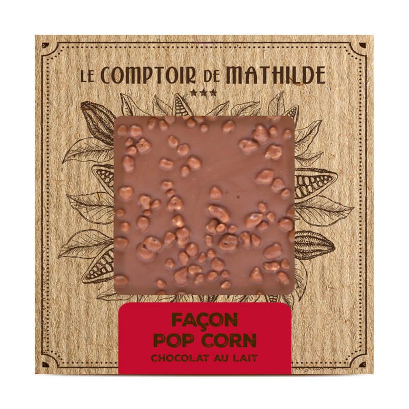 Tablette de chocolat au lait façon Pop-Corn 80G - LE COMPTOIR DE MATHILDE