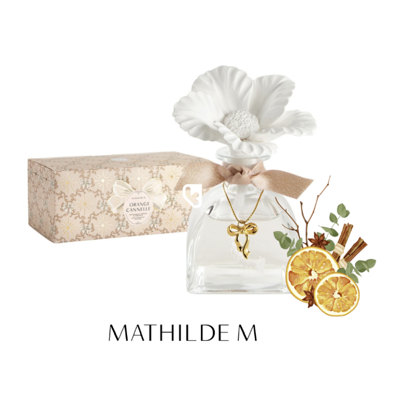 DIFFUSEUR DE PARFUM D'AMBIANCE SOLIFLORE RUBANS DE FETE 100 ML - ORANGE CANNELLE - MATHILDE. M