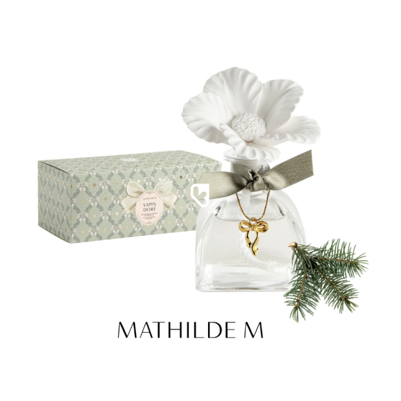 DIFFUSEUR DE PARFUM D'AMBIANCE SOLIFLORE RUBANS DE FETE 100ml - SAPIN DORÉ - MATHILDE. M