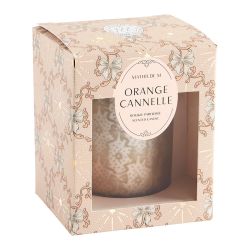 BOUGIE PARFUMÉE RUBANS DE FETE 160G - ORANGE CANELLE - MATHILDE. M