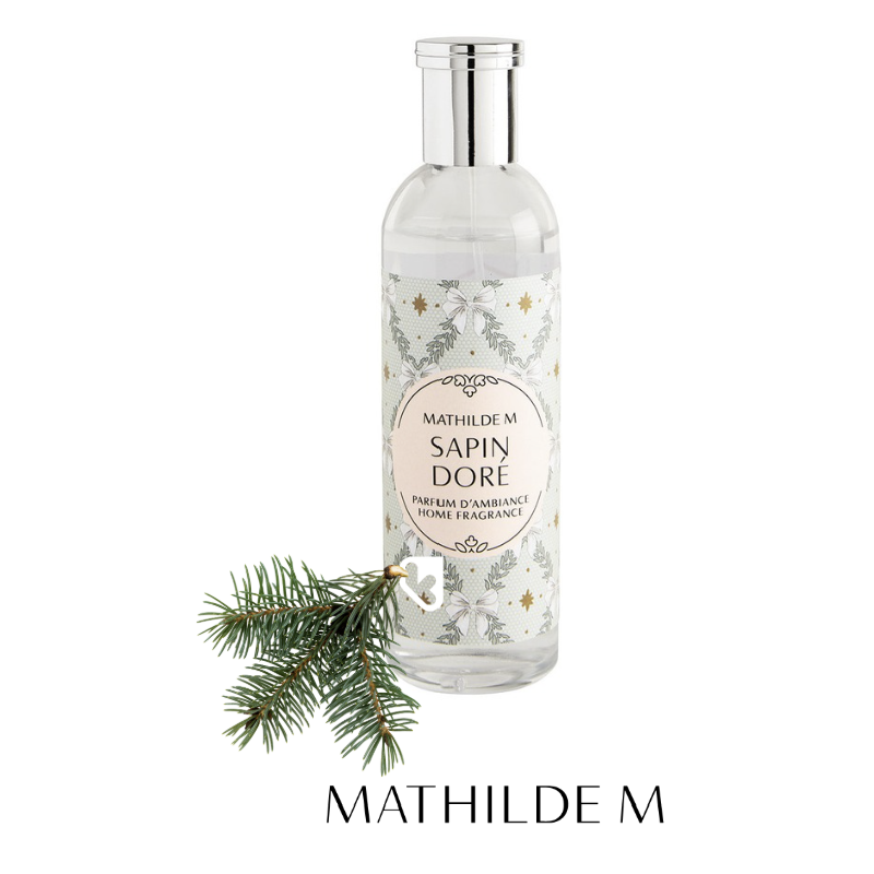 PARFUM D'AMBIANCE RUBANS DE FETE 90 ML - SAPIN DORÉ- MATHILDE M