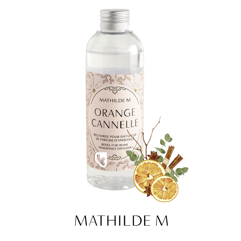RECHARGE DE PARFUMS D'AMBIANCE RUBANS DE FETE 200ML - ORANGE CANNELLE - MATHILDE. M