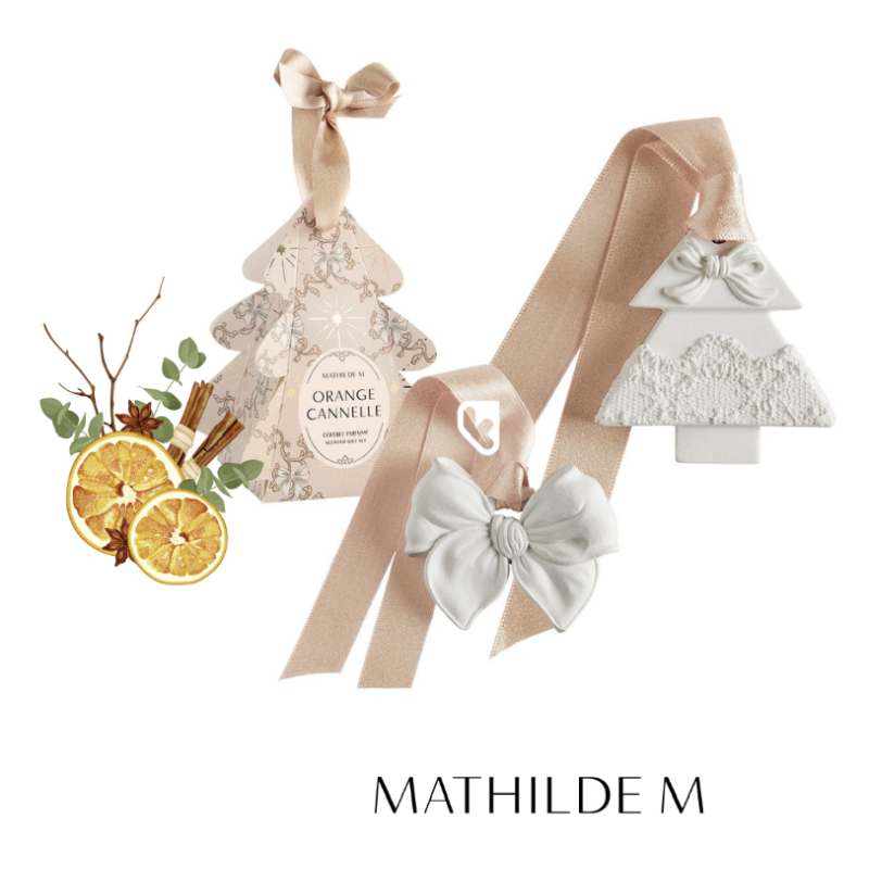COFFRET SURPRISES PARFUMEES SAPIN RUBANS DE FETE - ORANGE CANNELLE - MATHILDE. M