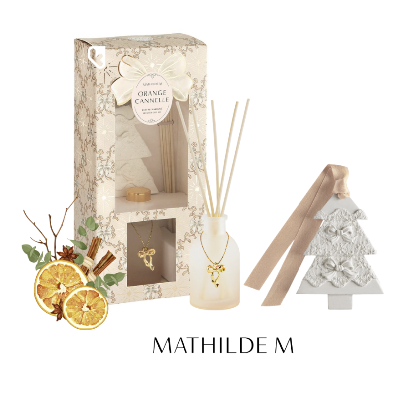COFFRET DIFFUSEUR DE PARFUM RUBANS DE FETE - ORANGE CANNELLE - MATHILDE. M