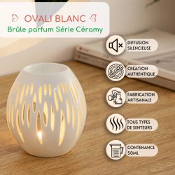 BRÛLE PARFUM SÉRIE CÉRAMY OVALI BLANC - ZEN ARÔME