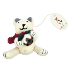 OURS POLAIRE AVEC PUDDING DE NOËL - SUSPENSION EN FEUTRINE - AMICA