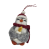 PINGOUIN AVEC BOUGIE GRIS CLAIR / GRIS FONCE - SUSPENSION EN FEUTRINE - AMICA