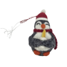 PINGOUIN AVEC BOUGIE GRIS CLAIR / GRIS FONCE - SUSPENSION EN FEUTRINE - AMICA