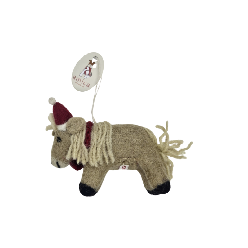 PONEY AVEC SON ÉCHARPE ROUGE - SUSPENSION EN FEUTRINE - AMICA
