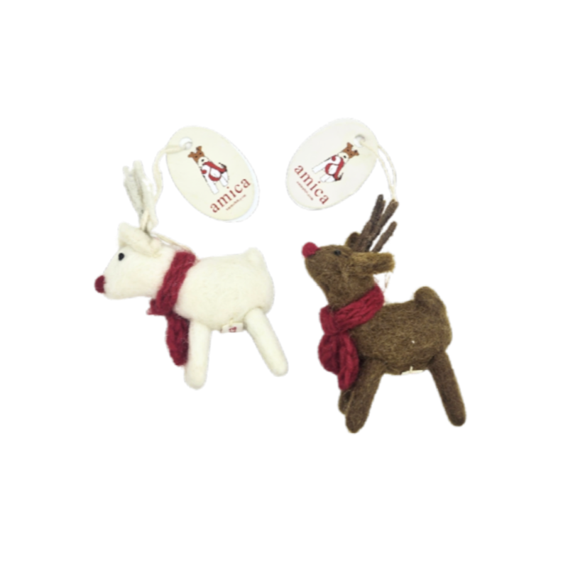 MINI RENNE BLANC OU MARRON - SUSPENSION EN FEUTRINE - AMICA