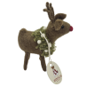 RENNE AVEC COURONNE DE NOËL BLANC / MARRON - SUSPENSION EN FEUTRINE - AMICA
