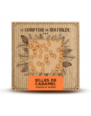 TABLETTE CHOCOLAT BLOND - BILLES DE CARAMEL - LE COMPTOIR DE MATHILDE